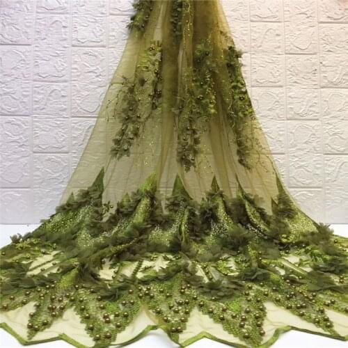 High Quality Burnt Orange African Wedding beads Lace Fabric Hot selling French Net Lace Fabric New 3d Embroidered Lace Fabric