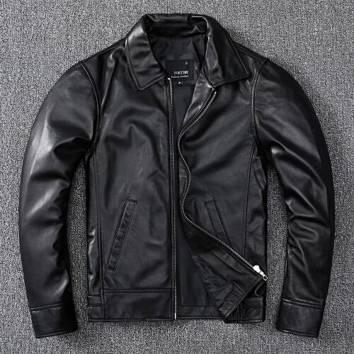 YR!Free shipping.men soft sheepskin coat.wholesales.papa black genuine leather jacket.casual leather outwear.drop-ship gift