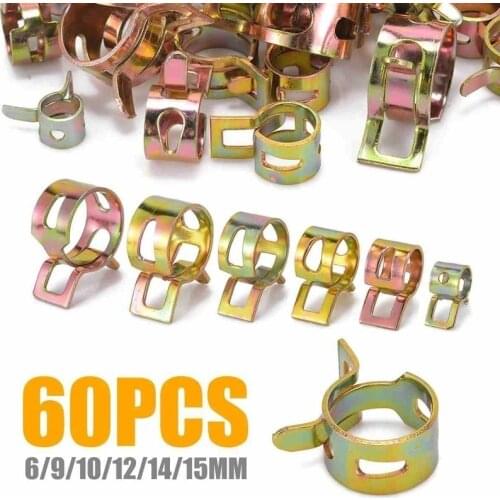 60Pcs/set Spring Band Fuel Hose Clips Silicone Pipe Clamp Reusable Optional Clamp 6mm 7mm 8mm 9mm 10mm 11mm 12mm 13mm 14mm 15mm
