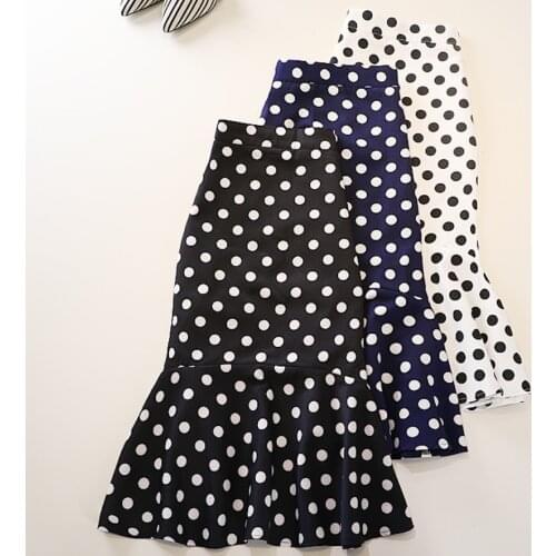 2021 summer vintage polka dot skirt women high waist package hip mermaid trumpet skirt