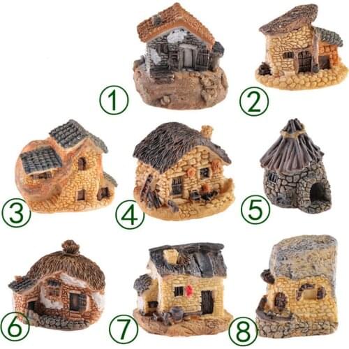 1Pcs Cute Mini House Villa DIY Resin Little Fairy Garden Craft Decoration Miniature Micro Gnome Terrarium Gift doll