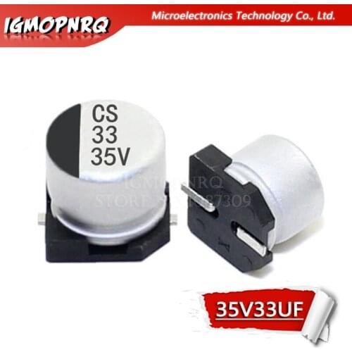 10PCS Electrolytic capacitor 35V33UF 6.3*5.4mm SMD aluminum electrolytic capacitor 33uf 35v