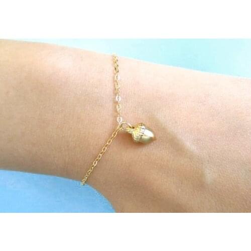 10PCS Tiny Acorn Oak Bracelet Cute Minimal Pine Cone Bracelet Small Mini Cartoon Nature Forest Nut Pinecone Chain Bracelets