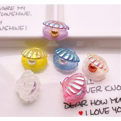 12pcs/lot 19*21mm AB color shell with pearl charms resin charms necklace pendant keychain charms for DIY earring decoration