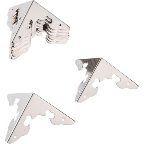 12Pcs 30mm Silver Furniture Decorative Corner Jewelry Gift Wood Box Feet Leg Corner Protector Case Edge Protection Cover +Nails