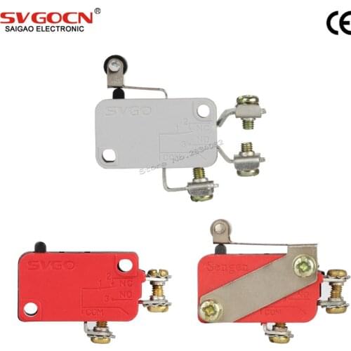 3pcs 16A 250VAC Micro Limit Switch Screw Pins NO NC COM Roller Lever Touch Tact Switch SPDT Microswitches