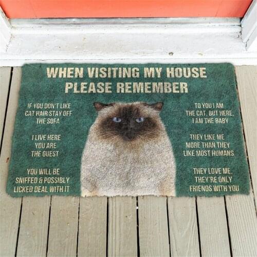 3D Printed Please Remember Himalayan Cats House Rules Doormat Non Slip Door Floor Mats Decor Porch Doormat 02
