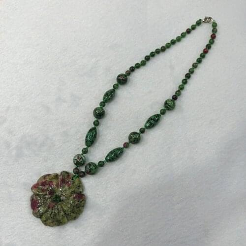 6pcs Boho Colorful Natural Stone Rubys Zoisite Carve Flower Agates Beads Hand Knot Rope Accessories Necklaces For Women Free