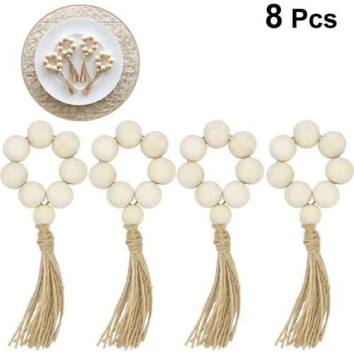 8pcs Napkin Rings Handmade Beige for Home Wedding Restaurant Table