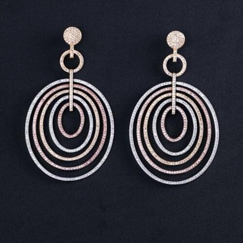 ACCKING Luxury multilayer Cubic zircon earring for women party dinner jewelry green and yellow