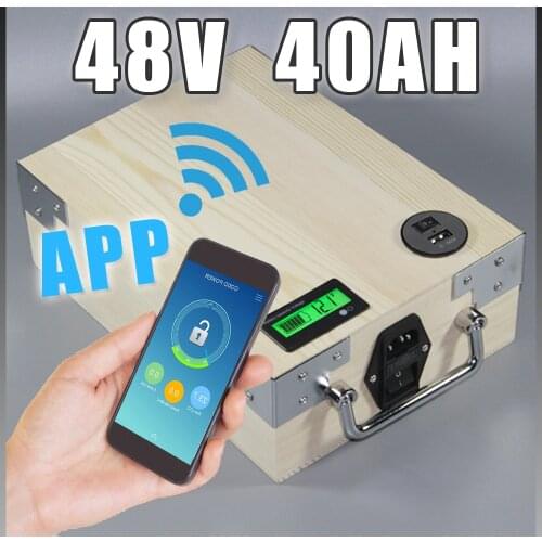 App 48V 40Ah Electric Bicycle Lithium Battery + BMS ,Charger Bluetooth GPS control 5V USB Port Pack scooter electric bike