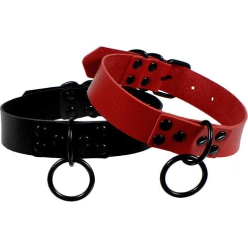 Big O-Round Punk Rock Gothic Chokers Women Men Leather Black Collar Choker Necklace Statement Jewelry Accessories