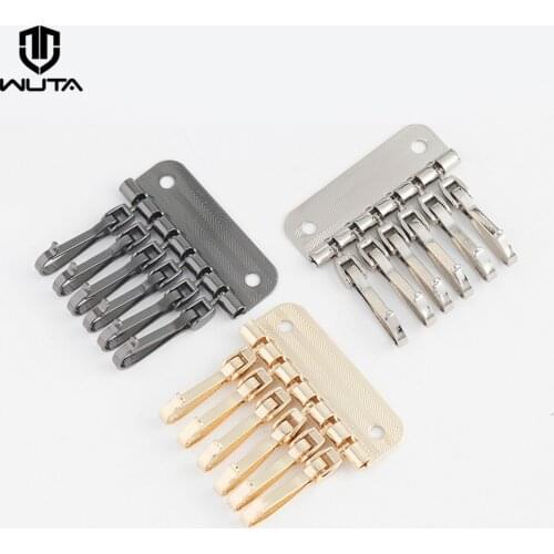 WUTA High Quality 2pcs Wallet Key Row 6 Hooks Metal Key Holders Hardware Rivet Hook Keyring Key Chain DIY Leather Accessories