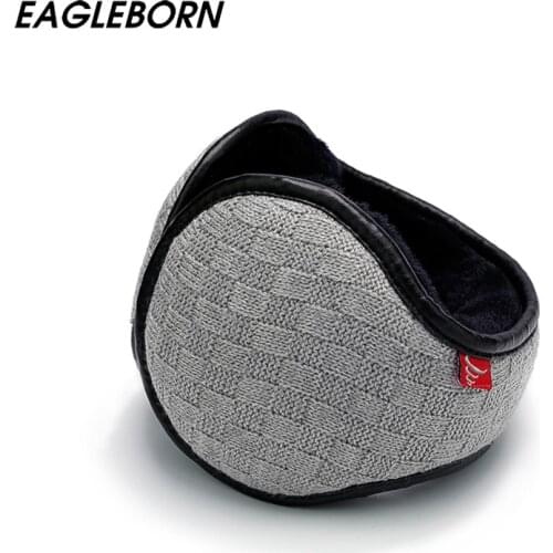 Brand New Winter Knitted Earmuffs for Men Women Foldable Ear Warmers Ear Bag Adjustable Warm Plush Earmuffs Earflap Back Wear