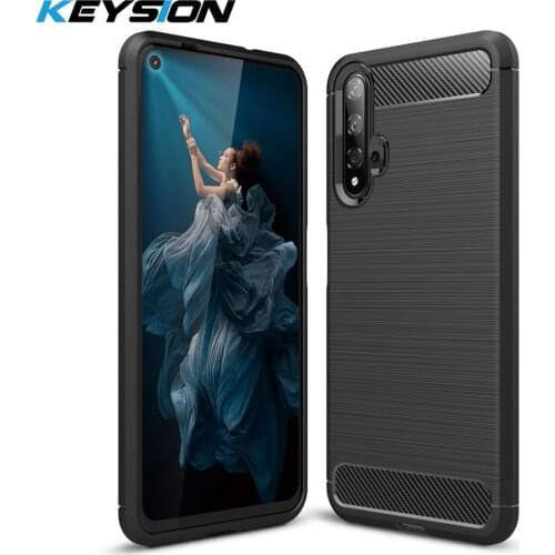 KEYSION Phone Case for Huawei Honor 20 20 Pro Carbon Fiber Cover Shock Absorption Soft TPU Protection back cover for Honor 20Pro