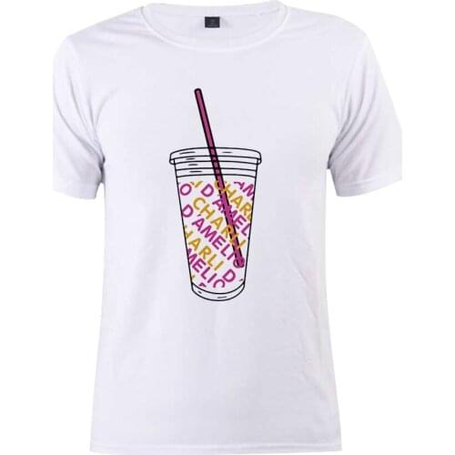 Charli Damelio T Shirt Ice Coffee Splash Pattern Men Women T-shirt Kawaii Cartoon Summer White Tops Fashion Casual Kids Tee