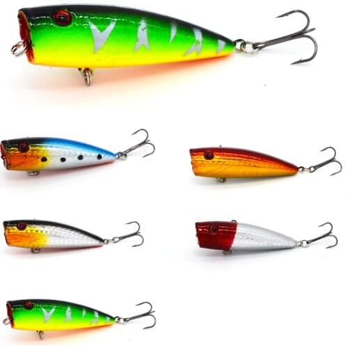 1Pcs/bag 6.5cm 9.1g Top Water Floating Lure Popper Artificial Bait Fishing Lures Pooper two Hooks 3D Fish Eye Poper Fake Lure