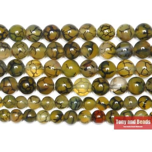 15" Natural Stone Green Dragon Vein Agates Round Loose Beads 6 8 10 12MM Pick Size For Jewelry Making