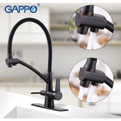 Gappo kitchen faucet 3 way water sink filter tap black brass kitchen mixer Kitchen Put Out Faucet Kitchen Crane Brass mixer