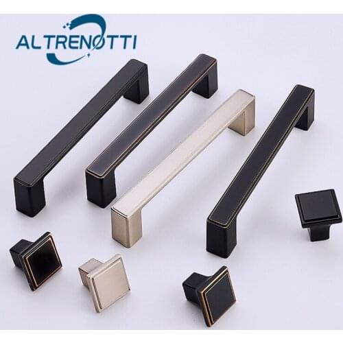 Cabinet Drawer Furniture Handle Metal Wardrobe Kitchen Cupboard Door Pull Zinc Square Home Dresser Closet Modern Knob Hardware