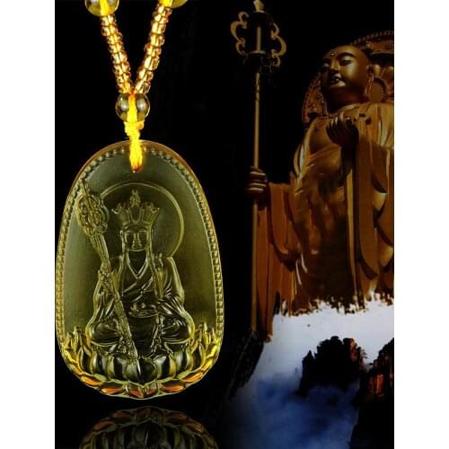 Mens Buddha Pendant Necklace Bodhisattva Amulet Necklace Golden Bodhisattva Necklace Fashionable Mens Jewelry Necklace