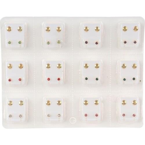 12Pairs Medical Earrings Piercing Tool Kits Women Jewelry Piercing Stud Earring Colorful Surgical Steel Ear Studs Earrings Set