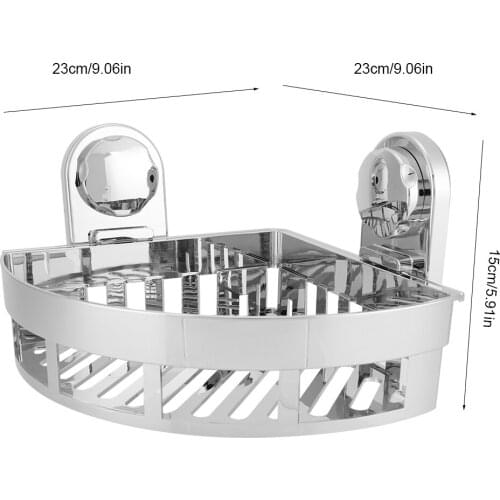 Free Punch Wall Mounted Corner Shelf Organizer Basket with Strong Suction Bathroom