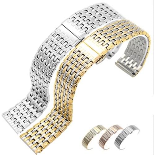 Watch Accessories Thin section Nine beads solid stainless steel watch strap 13 18 20 22mm mens steel bracelet ladies strap
