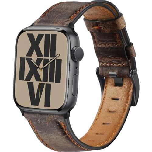 Retro Genuine Leather Strap for apple watch 6 SE 5 4 3 42mm 38mm wrist watchband bracelet applwatch Apple watch 6 band 40mm 44mm