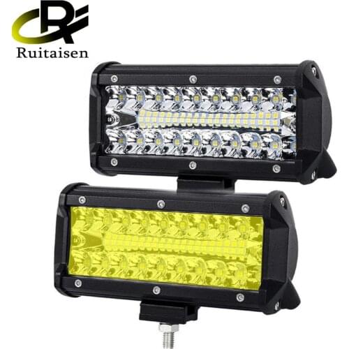 RUITAISEN-7 Inch 120W Three Row LED Work Lights off-road Lights Roof Spotlights 24V 6500K Waterproof Car Headlights Fog Lights