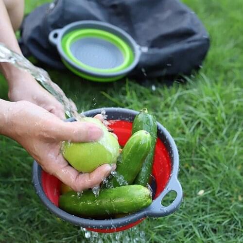 Foldable Drain Basket Silicone Strainer Collapsible Colanders Food Strainer Drainer Bowls With Handles For Fruit Vegetable