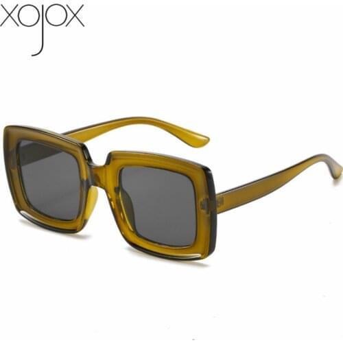 XojoX Vintage Green Square Sunglasses Women Men Brand Designer Fashion Black Leopard Big Frame sun glasses gafas de sol mujer