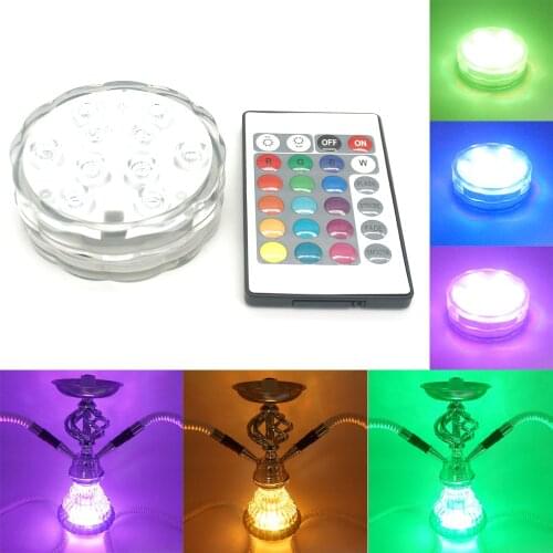 1Set Hookah LED Light Shisha RGB 16 Colors Ambient Light Narguile Smoke Chicha Accessories For Festive Party With Remote Control