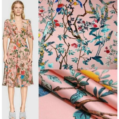 145cm printed fabric holiday dress scarf satin fabric Italian brand clothing polyester fabric material wholesale cloth