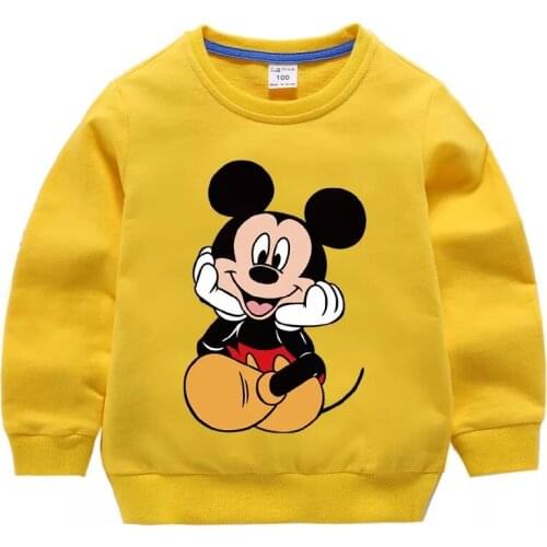 Disney Mickey Mouse Boy Hoodies Sweatshirt Casual Cotton Long Sleeved Kids Girl Pullover Toddler Kids Tops Childrens Clothes