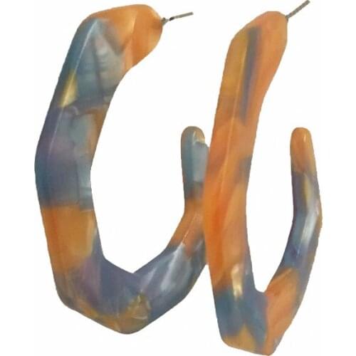 Trendy Orange Blue Mixed Marble Acetate plate Linked Drop Earrings For Women Girl Leopard Spot Acrylic Bohemia Jewelry