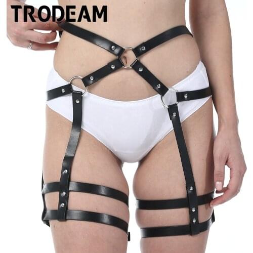 TRODEAM Harness Garter Belt Erotic Sexy Lingerie Cage Suspender Belt Bondage Harness Gothic Garter Fetish Leg Stocking Wear