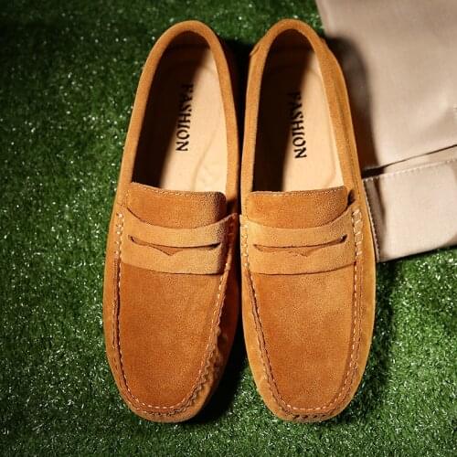 Big Size Men Loafer Shoes Moccasin Shoes Breathable Casual Shoes Slip On Lazy Shoes Driving Shoes Nubuck Leather Walking Shoes