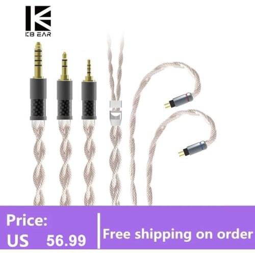 KBEAR Inspiration-S 4 Core 4N Single Crystal Copper Silver Plated Upgrade Cable With Woven Litz Structure Total in 560 Strands