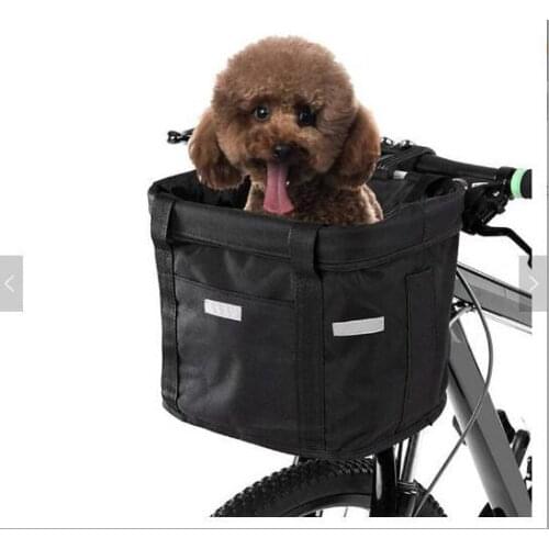 Dog bike bag with Reflective Strips Detachable Handlebar Front Basket Pet Cat Dog Carrier Bag Commuting Shopping Handbag