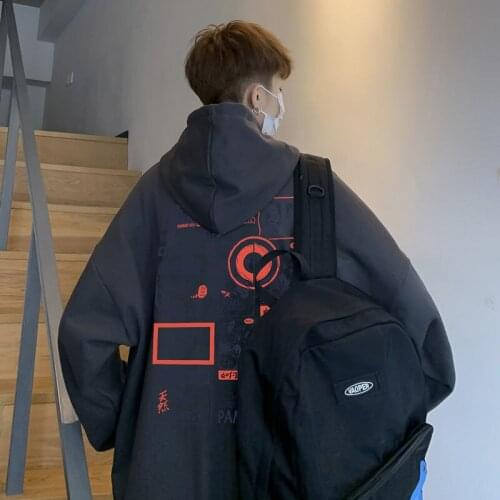 Vintage Hoodies Streetwear Men Hoodies Sweatshirts Long Sleeve Harajuku Newspaper Print Oversized Hoodies For Teen Male Loose