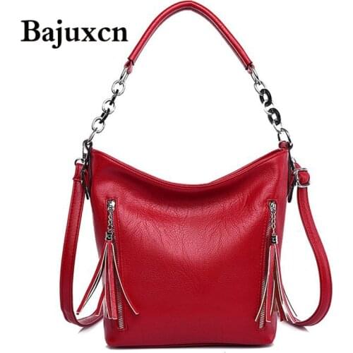 Luxury leather tassel Shoulder Bag for Women 2021 new high quality Crossbody Bag Sac A Main Casual Bucket Bags Female Handbag