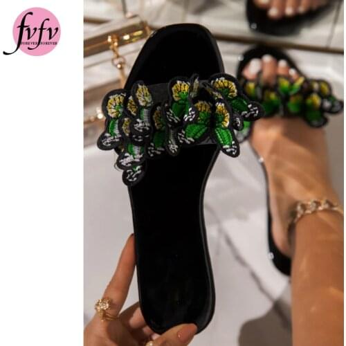 [fvfv]Fashion Women Sandals Open Toe Bohemian Summer Shoes Women Sandals Beach Flat Sandals Butterfly Zapatos De Mujer size 41cm