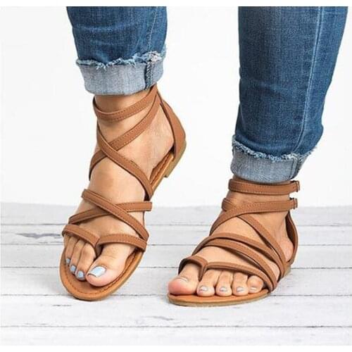 Women Sandals Rome Style Summer Shoes Woman Gladiator Sandals With Zip Flip Flop Female Flat Sandals Lady Beach Sandalias