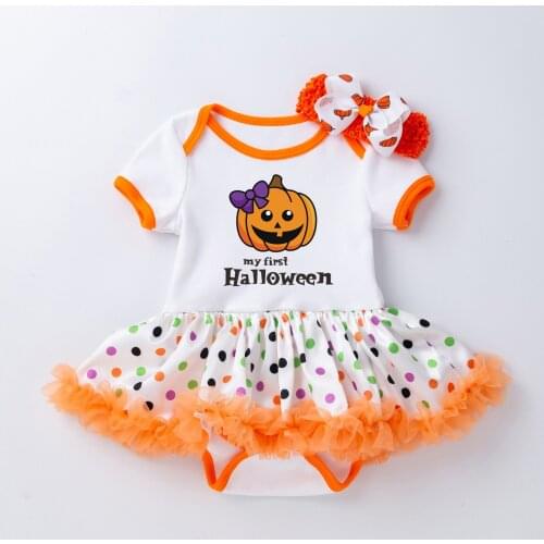 Newborn Lace Romper Halloween Costume Infant Baby Girls Kids Skirts Set 2PC Romper + Headband Halloween Outfits