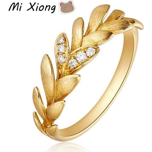 Mi Xiong 925 Sterling Silver Rings for Women Retro Leaves Unique Wedding Engagement Luxury Jewelry Cute Exquisite Gift Classic
