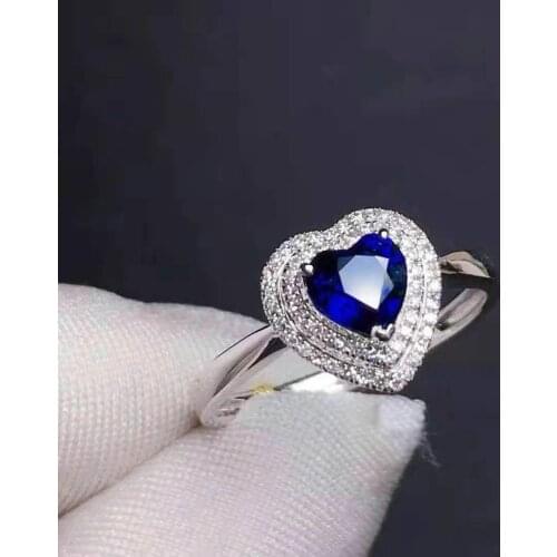 T1210 Blue Sapphire Ring 0.9ct Real Pure 18 K Natural Unheat Blue Sapphire Gemstone Diamonds Stone Female Ring