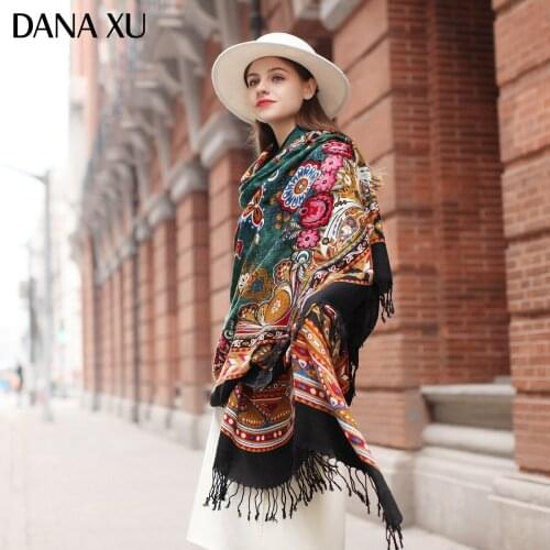 DANA XU Bufanda Mujer Wool Poncho Head Fur Coat Women Lady Carf And Warm Shawl Stoles Bandana Scarf Hijab Luxury Brand Pashmina