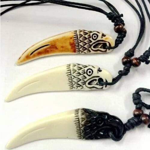 10 pcs Vintage Amulet Necklace hand-carved statue HawkCool Mixed Color Trendy Biker Punk Gift
