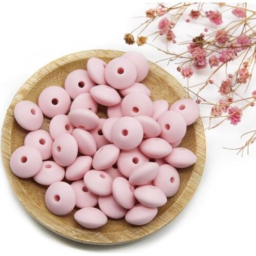 Cute-Idea 12mm 100pcs silicone lentil beads making handmade DIY Food Grade teething nursing Accessories teether abacus beads